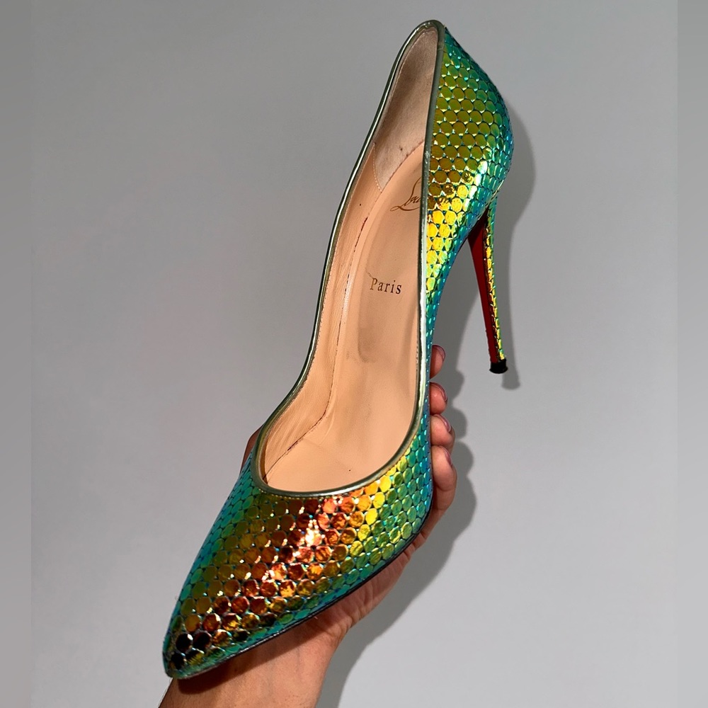 Christian Louboutin 100 Iridescent Embossed Snakeskin Pigalle Follies